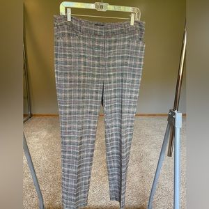 White House Black Market multi-color plaid slim ankle dress pants.